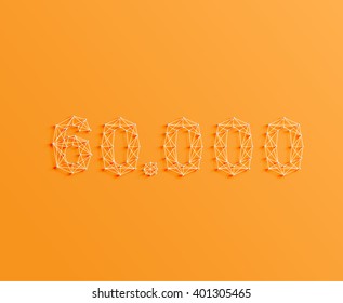 A number made by pins and lines, 3D and realistic, vector