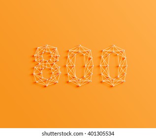 A number made by pins and lines, 3D and realistic, vector