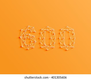 A number made by pins and lines, 3D and realistic, vector