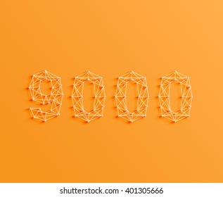 A number made by pins and lines, 3D and realistic, vector
