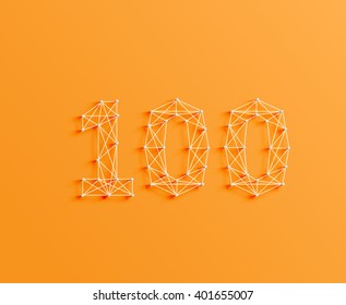 A number made by strings and pins, vector