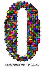 Number made of colored puzzle pieces - vector illustration