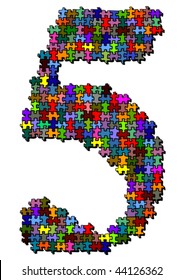 Number made of colored puzzle pieces - vector illustration