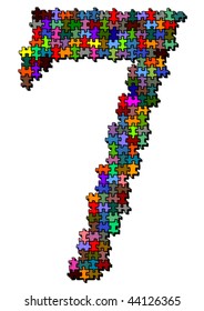 Number made of colored puzzle pieces - vector illustration