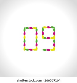 Number made from colorful leaves - check my portfolio for other numbers