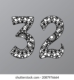 Number with Mandala. decorative ornament in ethnic oriental style. coloring book page