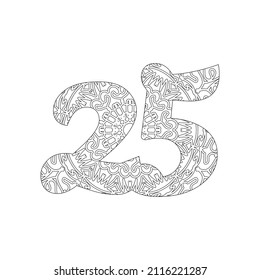 Number with Mandala. decorative ornament in ethnic oriental style. coloring book page