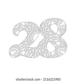 Number with Mandala. decorative ornament in ethnic oriental style. coloring book page