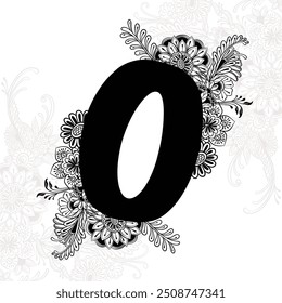 Número con diseño de patrón de flores de mandala 
