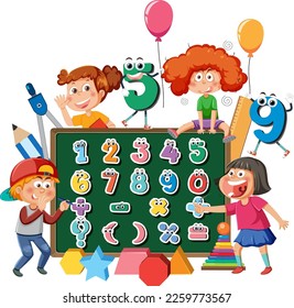Ecuación de número y matemáticas en la ilustración de pizarra