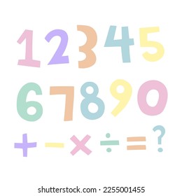 Number and Math symbol 1 cute on a white background, vector illustration. 