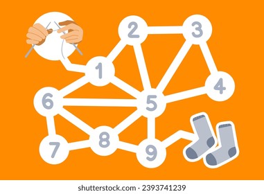 Number maze for children with cute sock picture printable wearable clothes worksheet