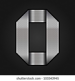 Number metallic chromium ribbon - 0 - zero, vector 10eps