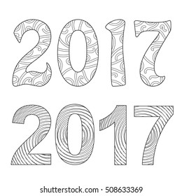 The number of new year. Calendar design typography vector illustration isolated on the white background, for adult anti stress