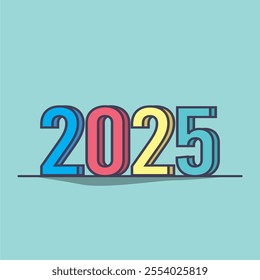 Number New Year Party 2025 Cartoon Vector Icon Illustration. People Holiday Icon Concept Isolated Premium Vector. Flat Cartoon Style