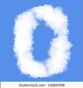 Number nil with clouds written numeral. Vector Illustration