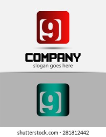 Number nine 9 logo icon 
