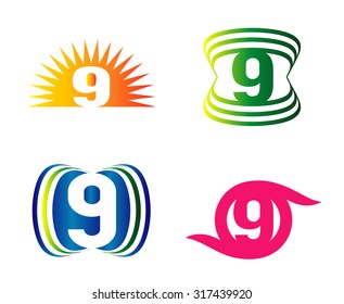 Number nine 9 logo icon template
