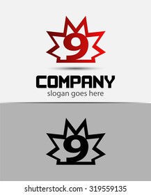 Number nine 9 logo icon template
