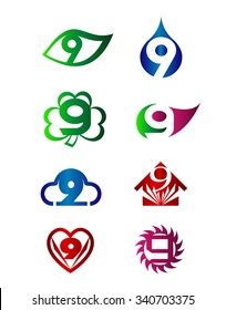 Number nine 9 logo icon template elements set

