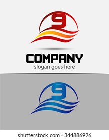 Number nine 9 logo icon template elements
