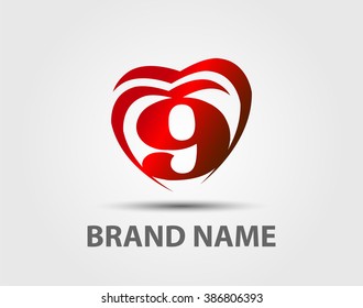 Number nine 9 logo icon template elements
