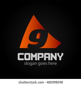 Number nine 9 logo icon template elements
