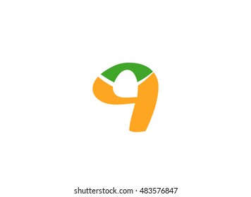 Number nine 9 logo icon template elements
