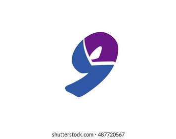 Number nine 9 logo icon template elements
