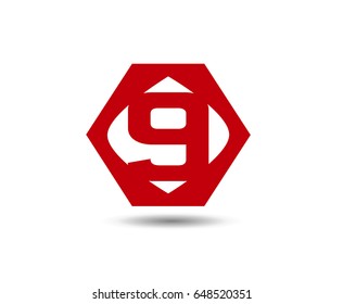Number nine 9 logo icon template elements
