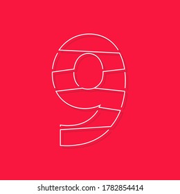Number nine 9. Modern trendy, creative style design. İsolated vector illustration



