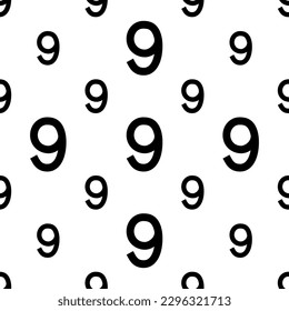 Number Nine, 9, Seamless Pattern, Mathematical, Numeral, Numeric, Word, Symbol Vector Art Illustration