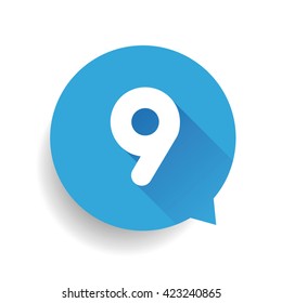 Number nine 9 speech bubble blue