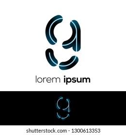 Number Nine Abstract Vector Logo Design Template. Creative Number Concept Icon, Logo 9
