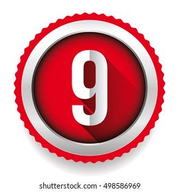 Number Nine badge vector