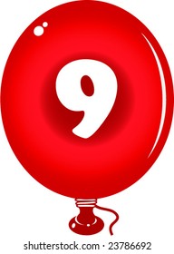 number nine in balloon
