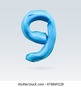 Number Nine Blue Color Isolated on Background