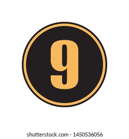 Number nine in a circle,vector.