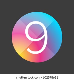 Number nine colorful button
