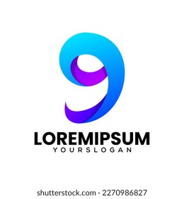 diseño del logotipo del gradiente de color número nueve 