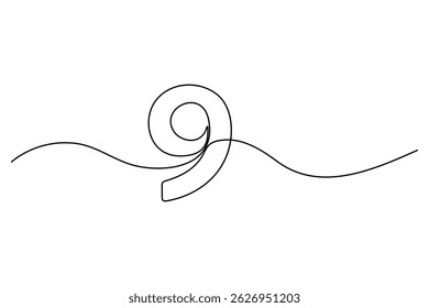 Number nine continuous one line drawing of number 9. editable One line drawing of number 9 icon. Vector illustration
