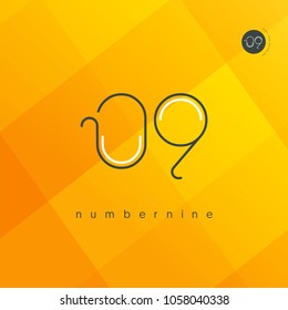Number nine, Digit 9 Logo Icon vector template.