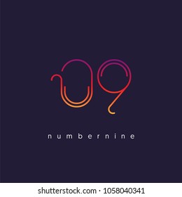 Number nine, Digit 9 Logo Icon vector template.