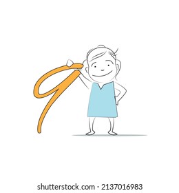 Number nine.
Doodle style character. An illustration of simple human movements and emotions.