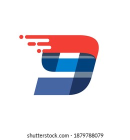 Number nine fast speed motion logo. Oblique font with red line for sportswear labels, delivery poster, racing identity, taxi cards etc.
