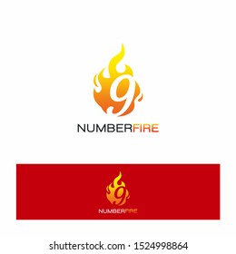 Number Nine Fire Logo Vector Icon