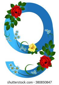 Number nine with flowers.