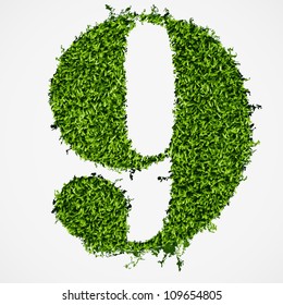 Number nine grass texture. Vector illustration