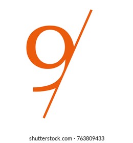 number nine icon in editable vector