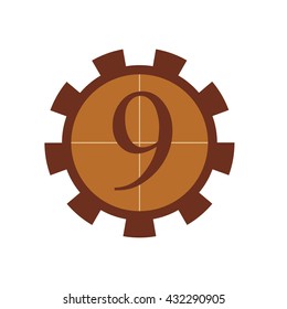 Number nine  inside of brown gear